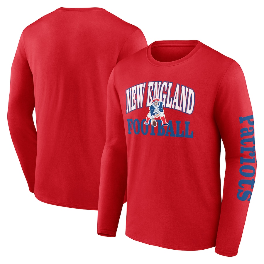Men's New England Patriots Fanatics Red Vintage Combo Up Two Long Sleeve T-Shirt
