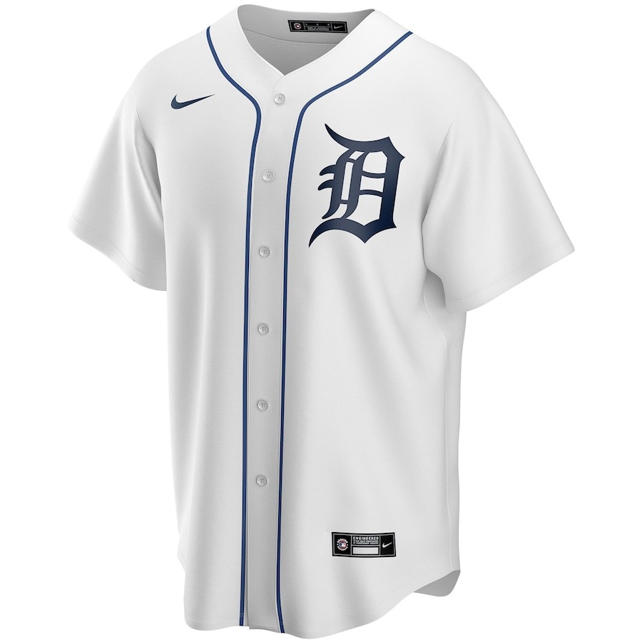 Men's Detroit Tigers Nike White Home Elite Sponsor Patch Custom Jersey