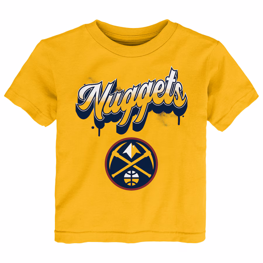 Youth Denver Nuggets  Gold Bubbly Script T-Shirt