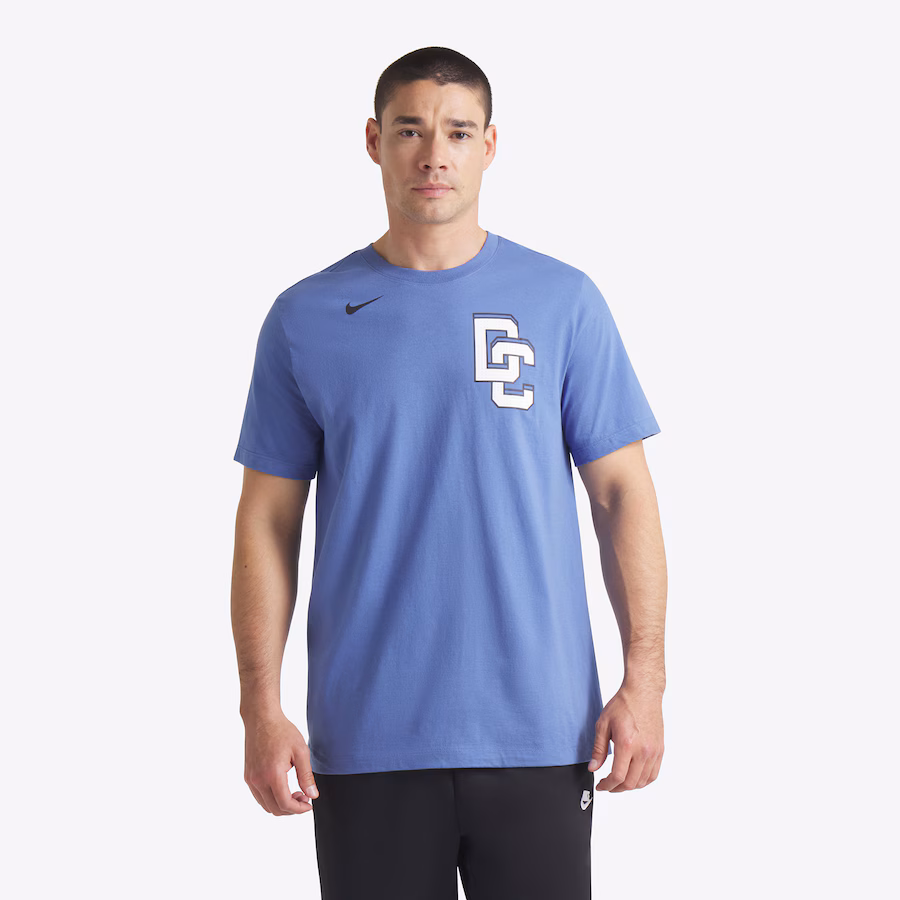 Men's Washington Nationals James Wood Nike Blue 2025 City Connect Fuse Name & Number 2.0 T-Shirt