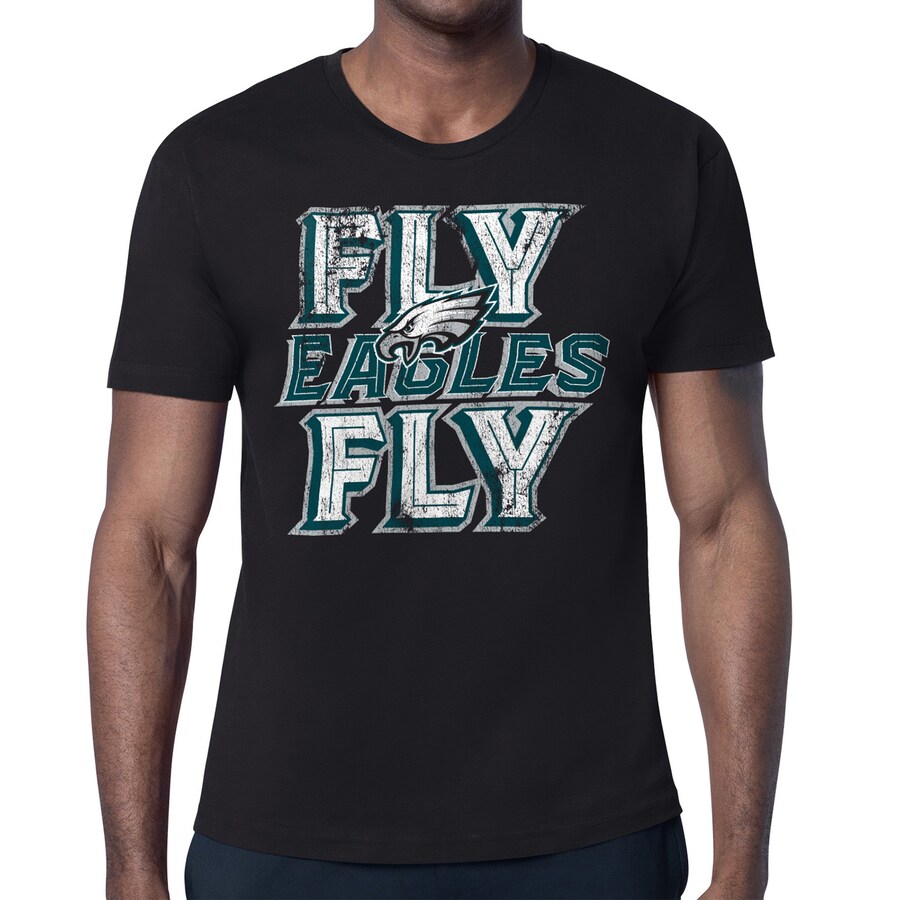 Men's Philadelphia Eagles  Starter Black Distressed Phrase T-Shirt