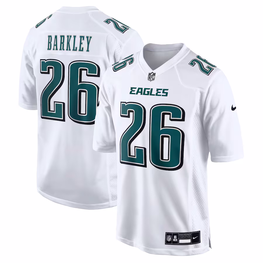 Men's Philadelphia Eagles Saquon Barkley Nike Tundra White Tundra Fashion Jersey