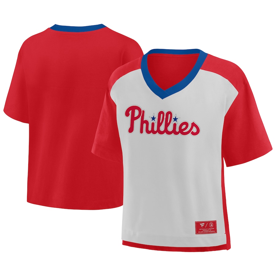 Men's Philadelphia Phillies Fanatics Red/Graphite Oversized Race To Win V-Neck T-Shirt
