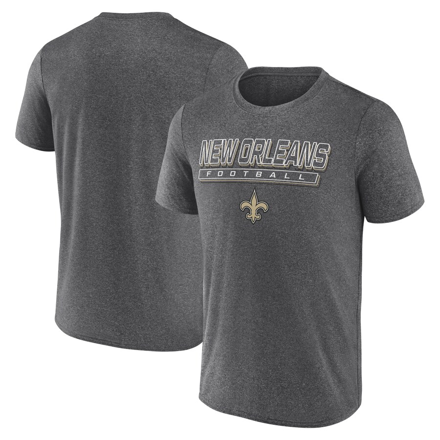 Men's New Orleans Saints Fanatics Heather Charcoal Quick Repeat Long Sleeve T-Shirt