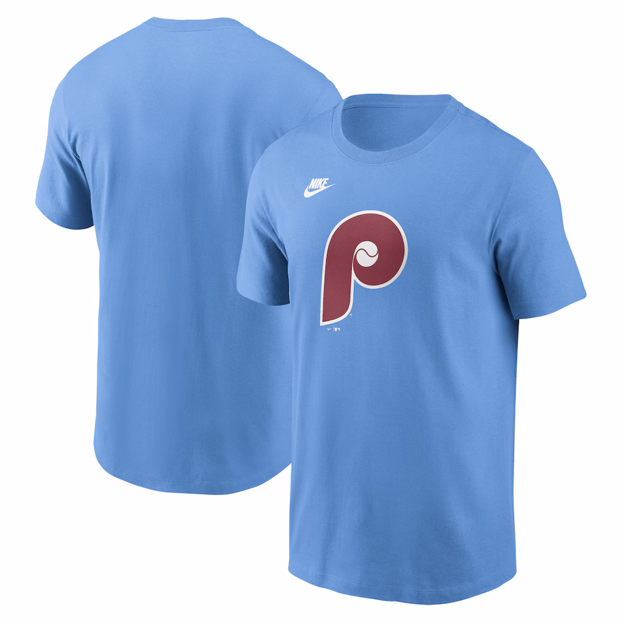 Men's Philadelphia Phillies Nike Light Blue Cooperstown Collection Team Logo T-Shirt