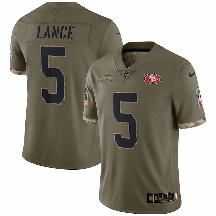 Men's San Francisco 49ers Trey Lance Nike Olive Salute To Service Limited Jersey