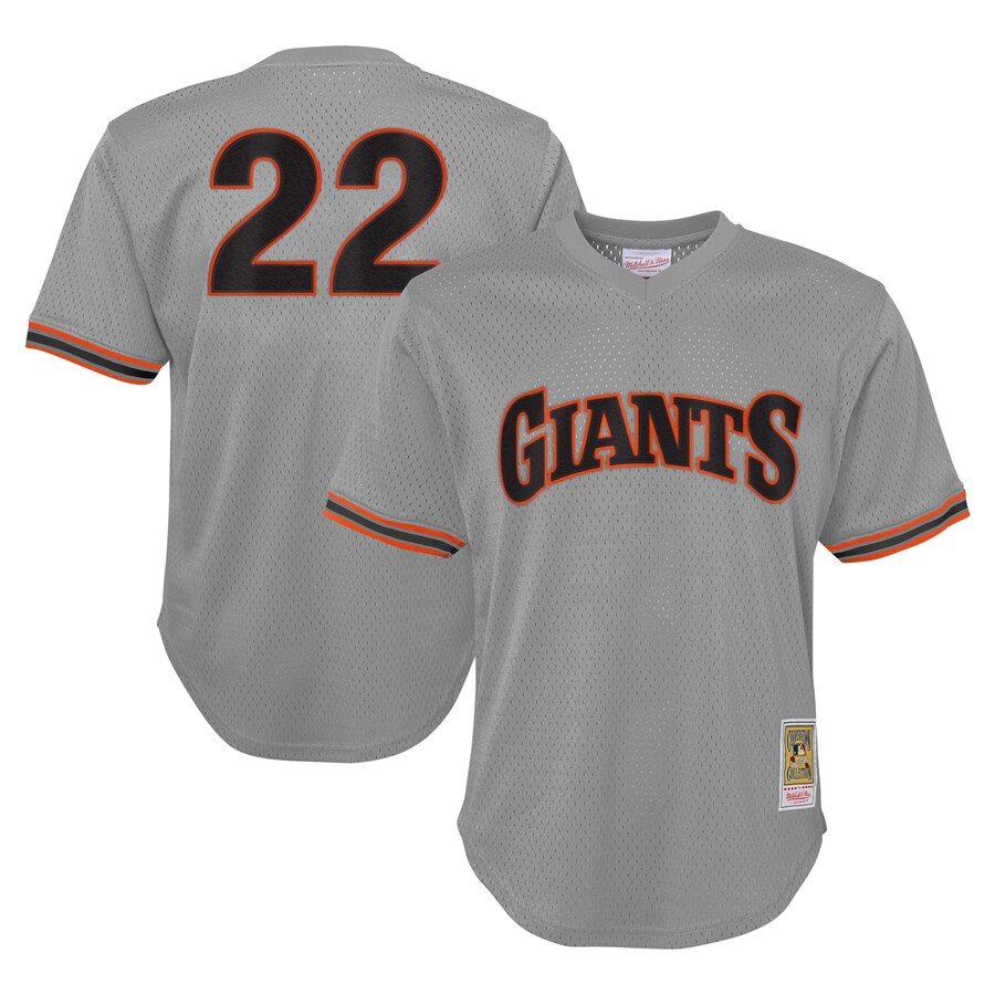Youth San Francisco Giants Will Clark Mitchell & Ness Gray Cooperstown Collection Mesh Batting Practice Jersey