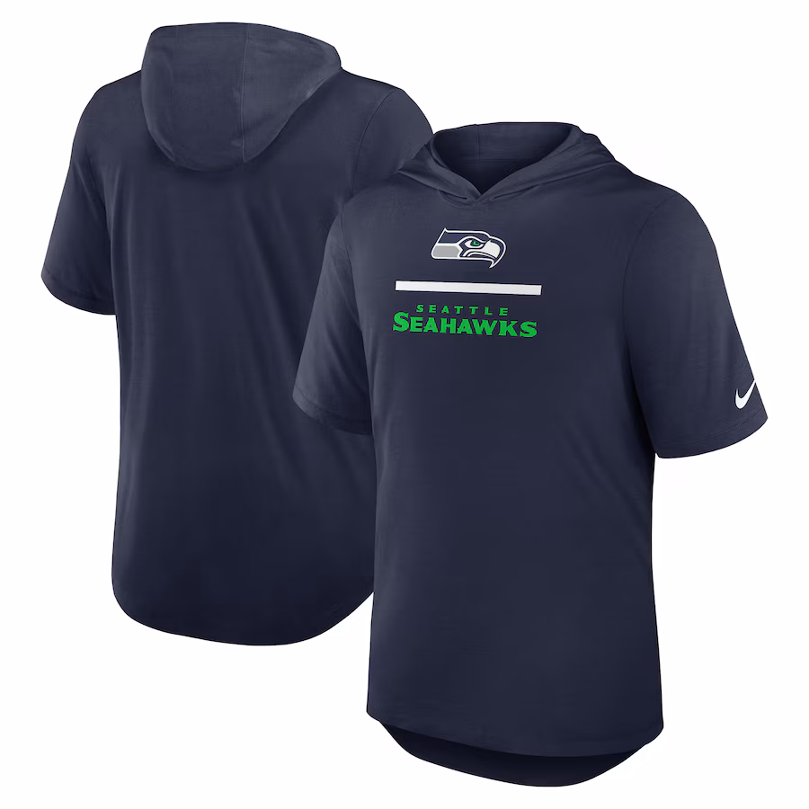 Men's Seattle Seahawks Nike College Navy Lockup Tri-Blend Hoodie T-Shirt