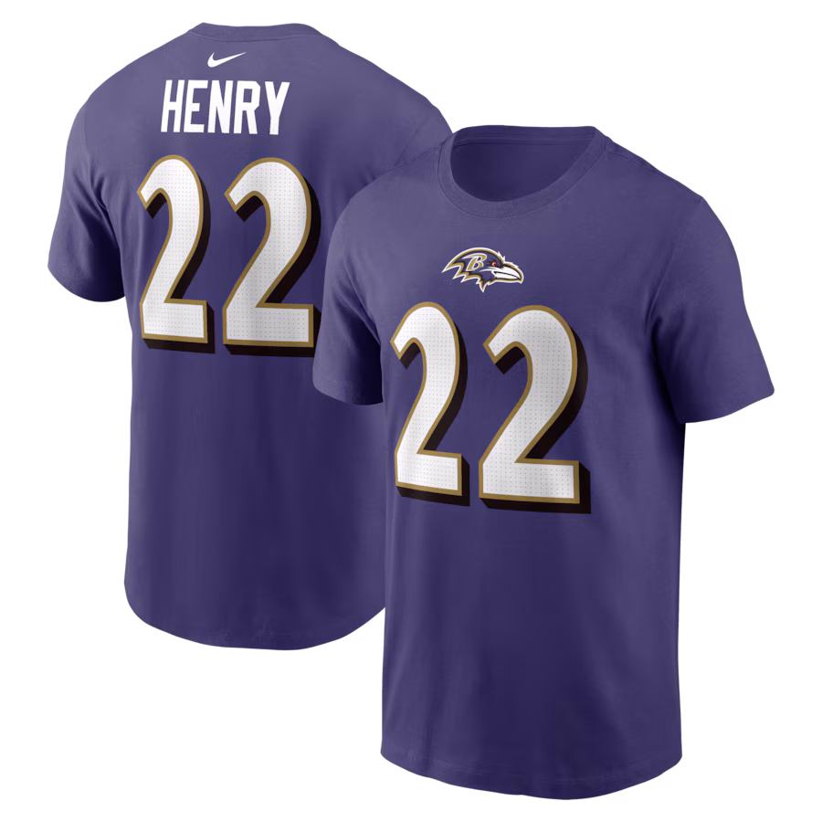 Men's Baltimore Ravens Derrick Henry Nike Purple Player Name & Number T-Shirt