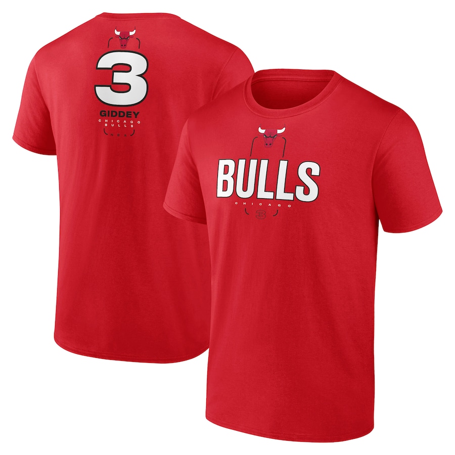 Men's Chicago Bulls Josh Giddey Red  Behind The Back Name & Number T-Shirt
