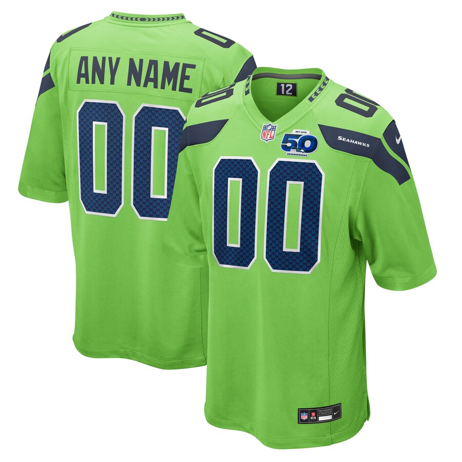 Men's Seattle Seahawks Nike Neon Green 50th Season Alternate Custom Game Jersey
