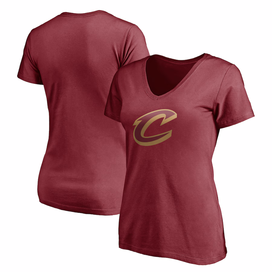 Women's Cleveland Cavaliers Garnet Logo V-Neck T-Shirt