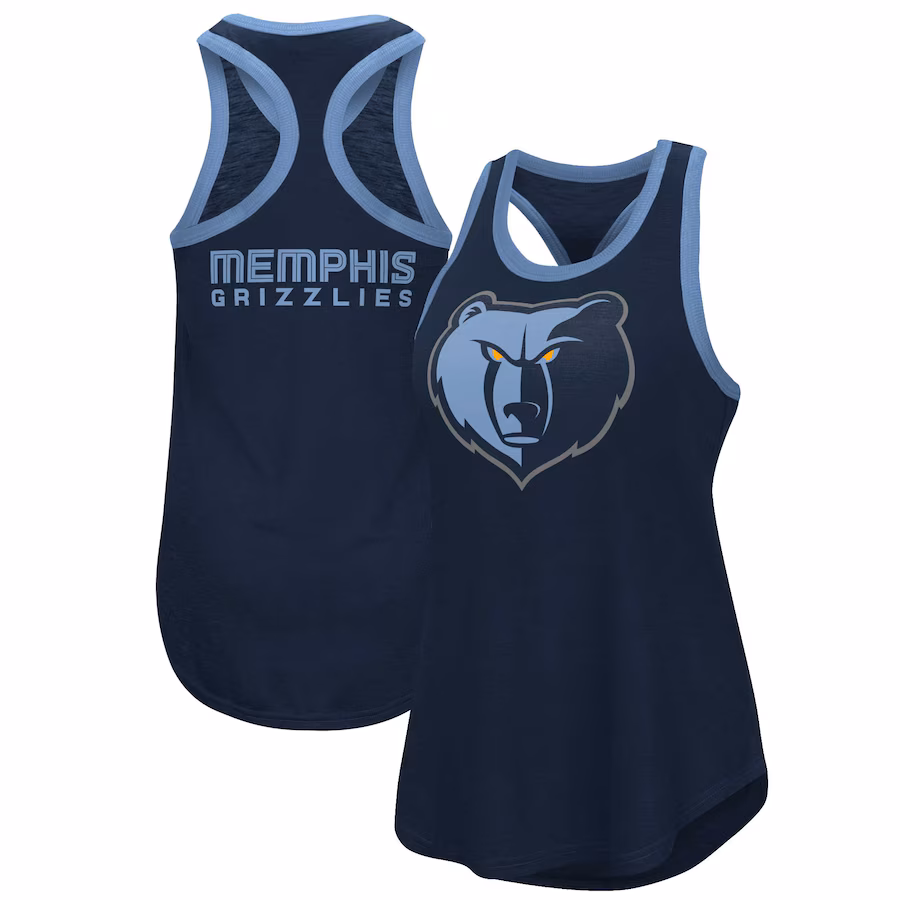 Women's Memphis Grizzlies G-III 4Her by Carl Banks Navy Showdown Scoop-Neck Racerback Tank Top