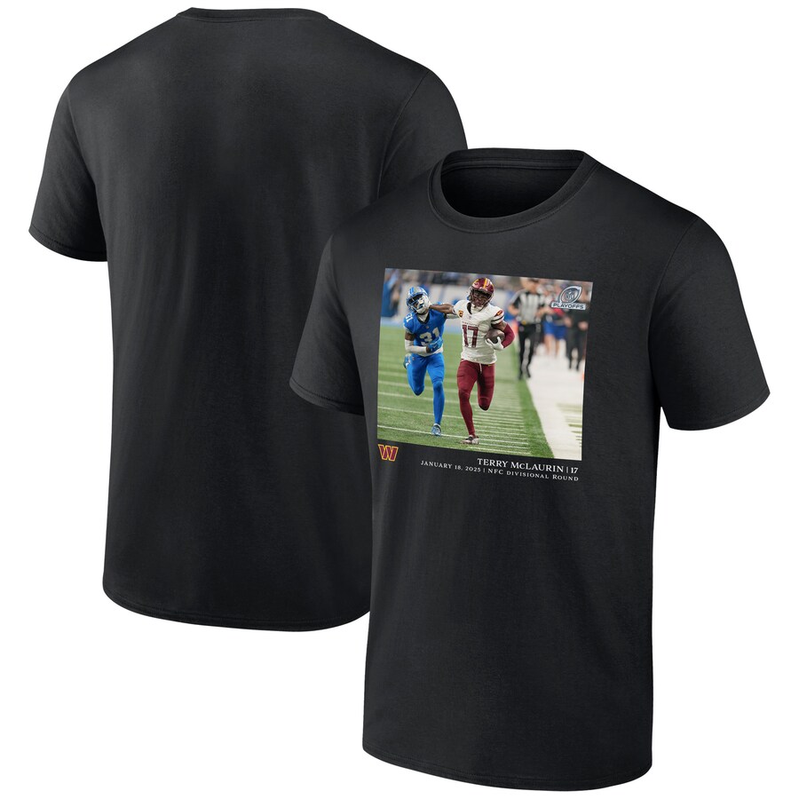 Men's Washington Commanders Terry McLaurin Black NFL Flash Features Divisional Round T-Shirt