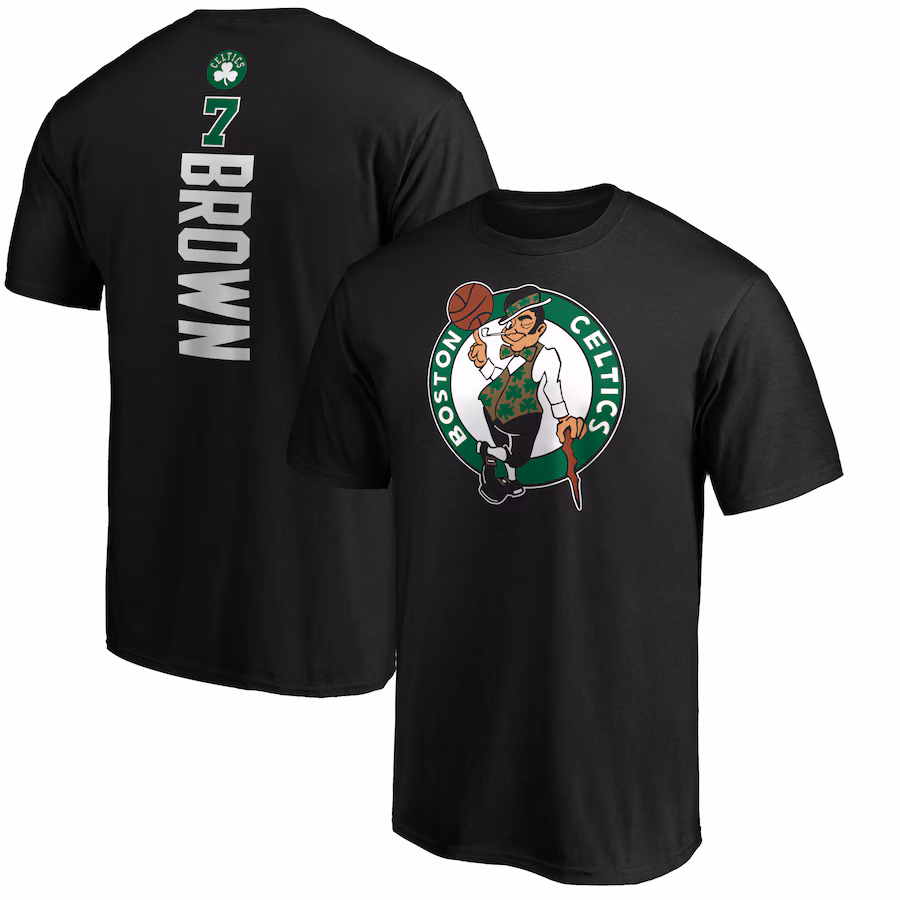 Men's Boston Celtics Jaylen Brown Black Playmaker Name & Number T-Shirt