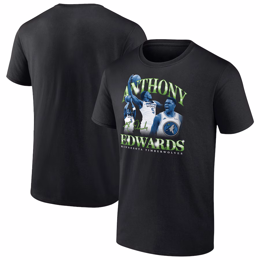 Men's Minnesota Timberwolves Anthony Edwards Black Retro '90s T-Shirt