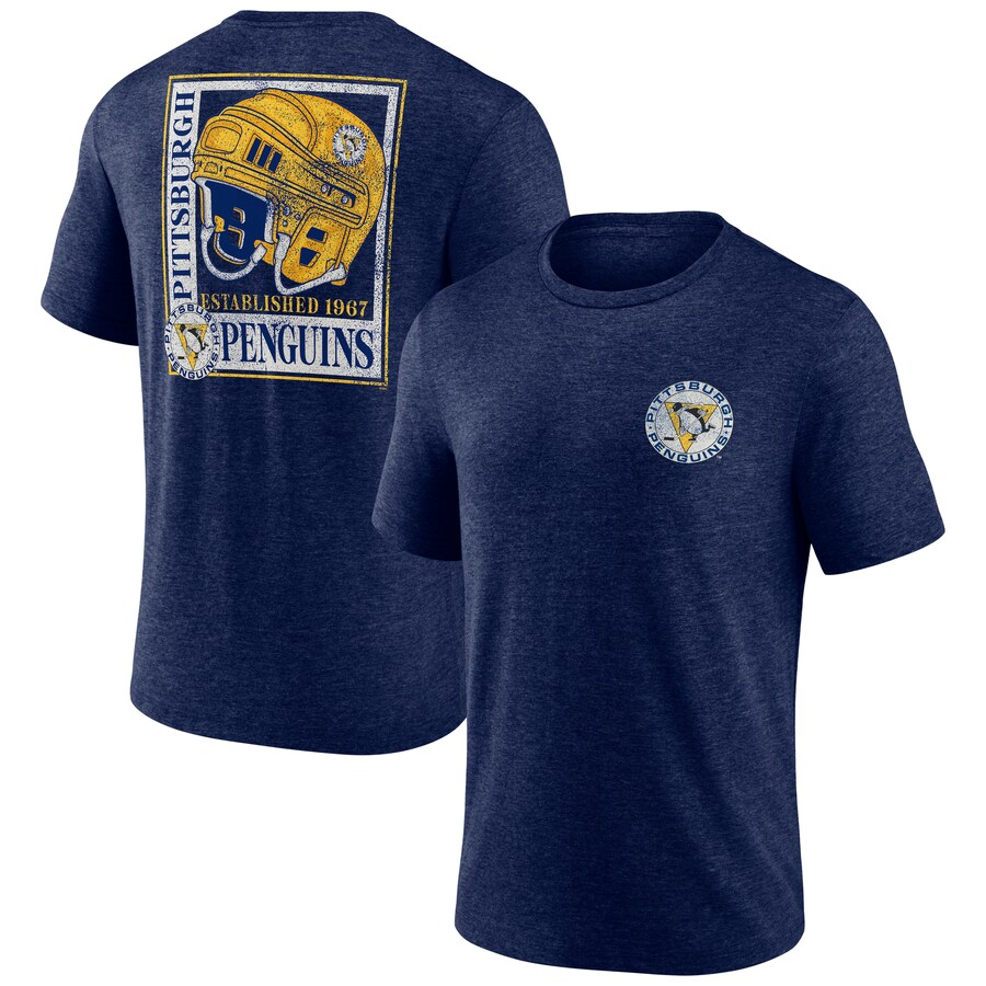 Men's Pittsburgh Penguins Navy Earnest Will Tri-Blend T-Shirt