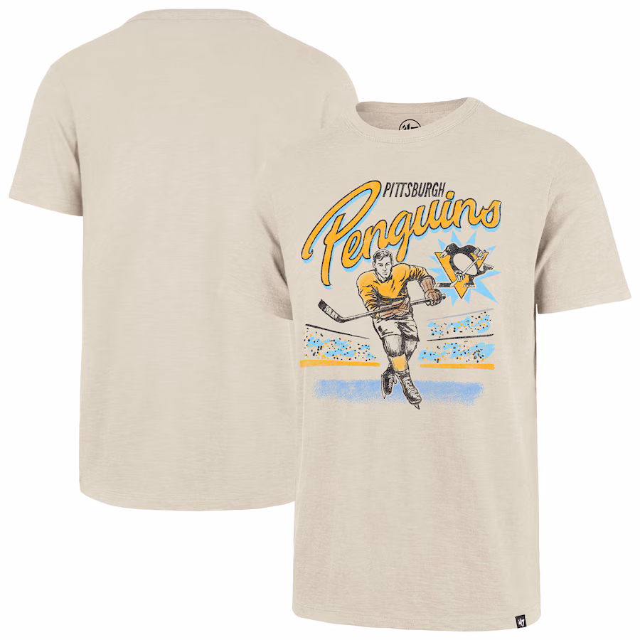 Men's Pittsburgh Penguins '47 Natural Hockey Player Golden Age Scrum T-Shirt
