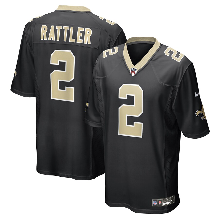 Men's New Orleans Saints Spencer Rattler Nike Black Team Game Jersey