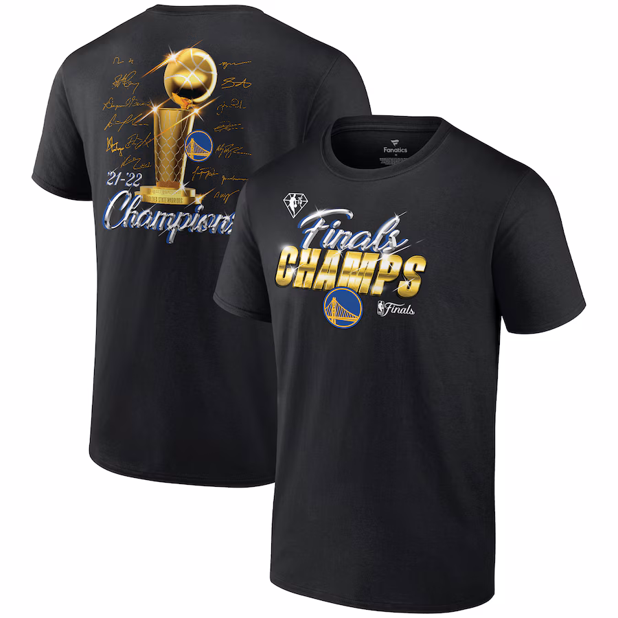 Men's Golden State Warriors Fanatics Black 2022 NBA Finals Champions Forward Roster Signature T-Shirt