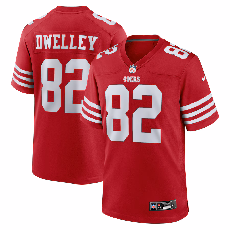 Men's San Francisco 49ers Ross Dwelley Nike Scarlet Team Game Jersey