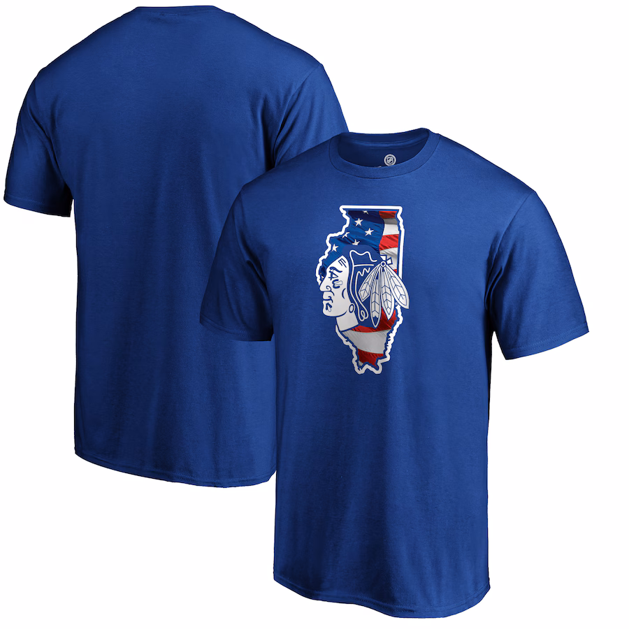 Men's Chicago Blackhawks Royal NHL Banner State T-Shirt