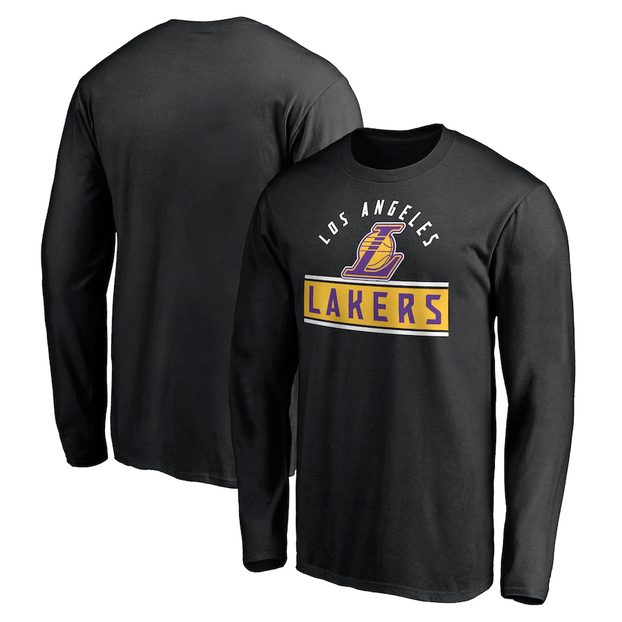 Men's Los Angeles Lakers Black Team Arch Knockout Long Sleeve T-Shirt
