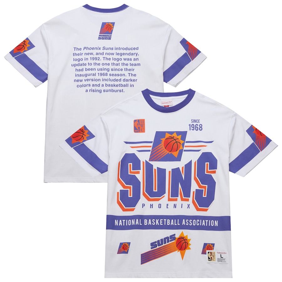 Unisex Phoenix Suns  Mitchell & Ness White Hardwood Classics Vintage Team Origins Premium T-Shirt