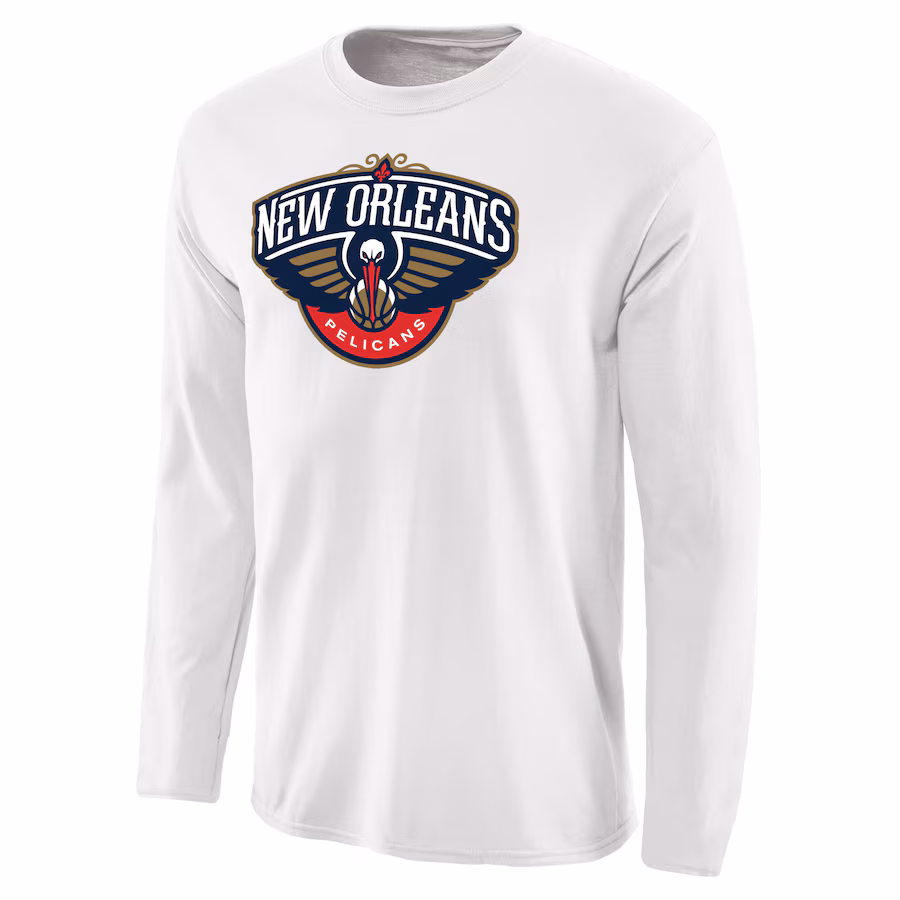 Men's New Orleans Pelicans White Primary Logo Long Sleeve T-Shirt