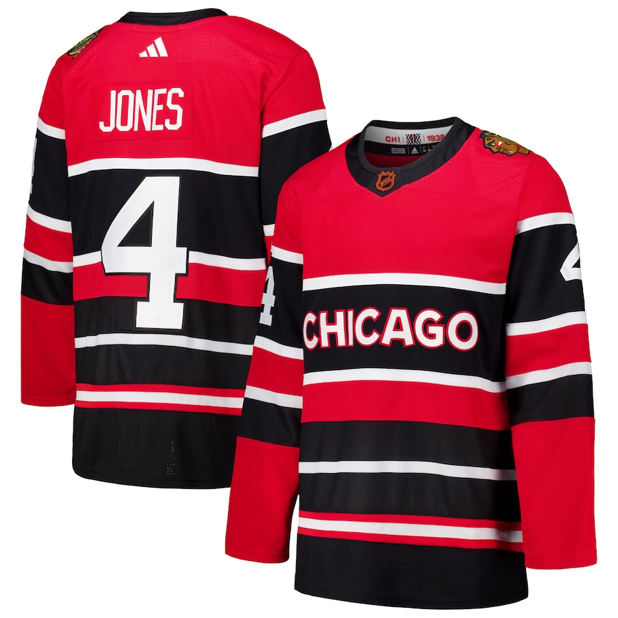 Men's Chicago Blackhawks Seth Jones adidas Red Reverse Retro 2.0 Authentic Player Jersey