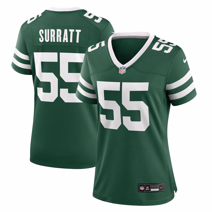 Women's New York Jets Chazz Surratt Nike Legacy Green Team Game Jersey