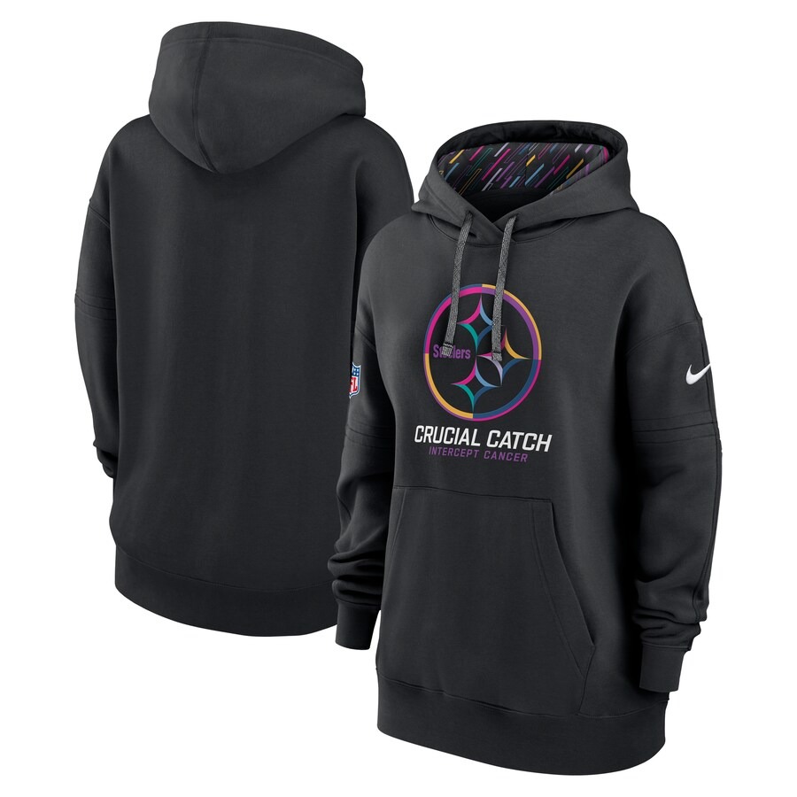 Women's Pittsburgh Steelers  Nike Black 2024 NFL Crucial Catch Club Pullover Hoodie