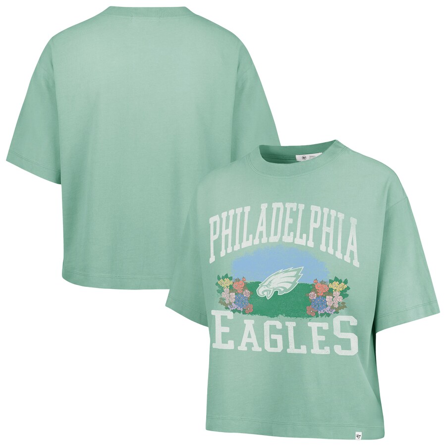 Women's Philadelphia Eagles  '47 Mint Florentina Montauk Cropped T-Shirt