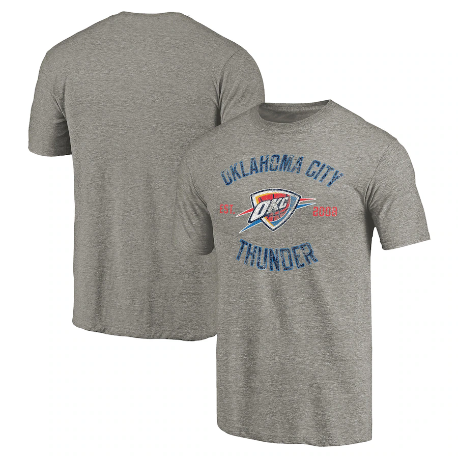 Men's Oklahoma City Thunder Gray Team Heritage Tri-Blend T-Shirt