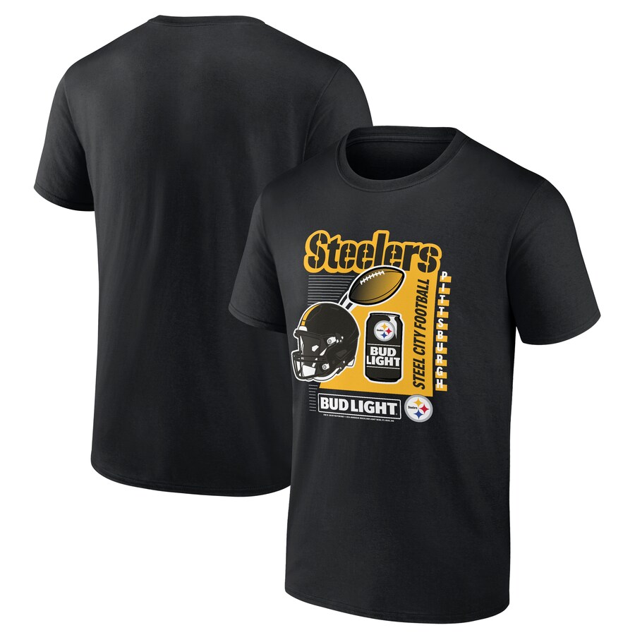 Men's Pittsburgh Steelers Black Bud Light T-Shirt