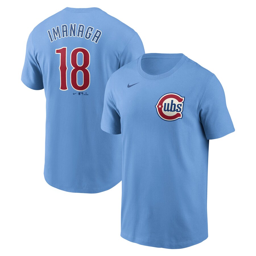 Men's Chicago Cubs Shōta Imanaga Nike Baby Blue Fuse Name & Number T-Shirt