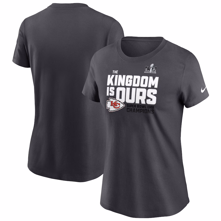 Women's Kansas City Chiefs  Nike Anthracite Super Bowl LVIII Champions Local Fashion T-Shirt