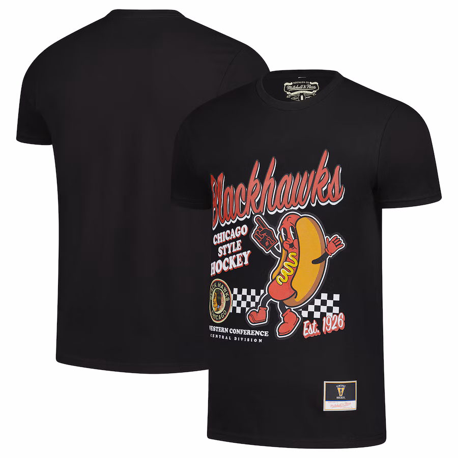 Men's Chicago Blackhawks Mitchell & Ness Black Local Food T-Shirt