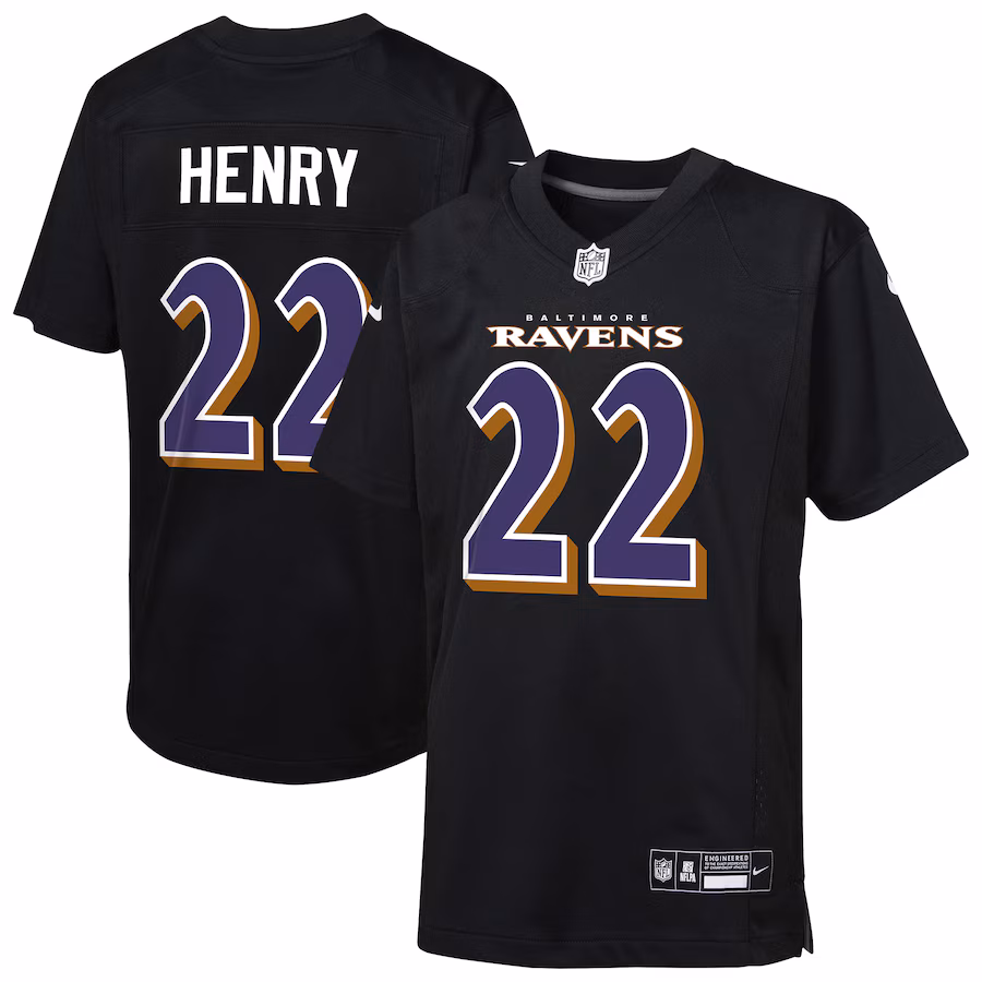 Youth Baltimore Ravens Derrick Henry Nike Carbon Black Fashion Game Jersey