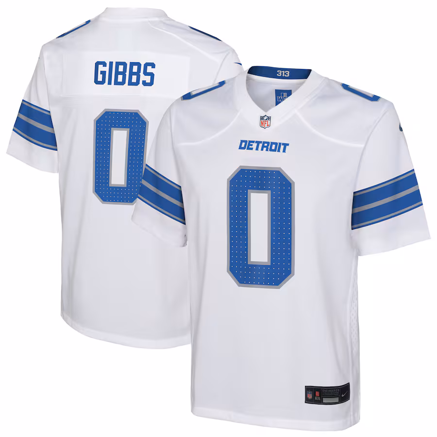 Youth Detroit Lions Jahmyr Gibbs Nike White Game Jersey