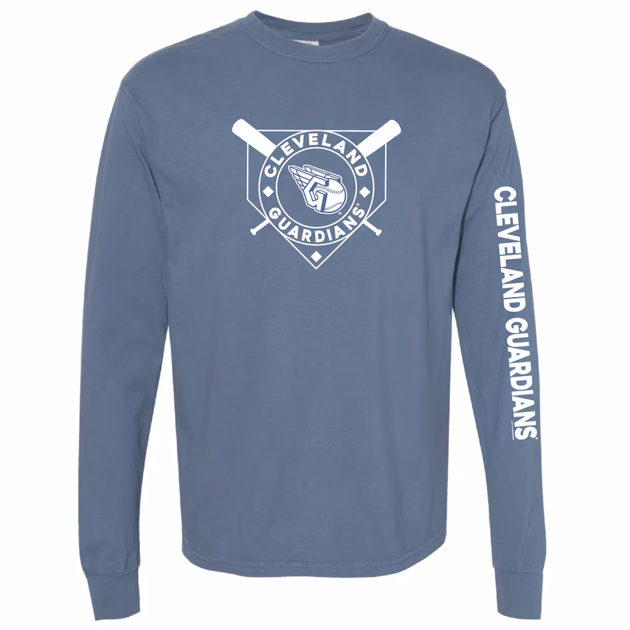 Women's Cleveland Guardians Soft as a Grape Navy Pigment Dye Long Sleeve T-Shirt