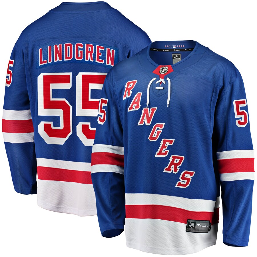 Men's New York Rangers Ryan Lindgren Fanatics Branded Blue 2017/18 Home Breakaway Replica Jersey