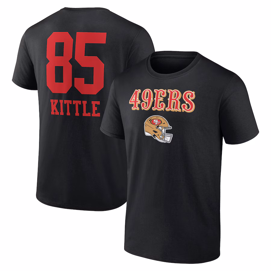 Men's San Francisco 49ers George Kittle Black Wordmark Player Name & Number T-Shirt