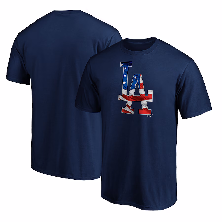 Men's Los Angeles Dodgers Navy Team Banner Wave T-Shirt
