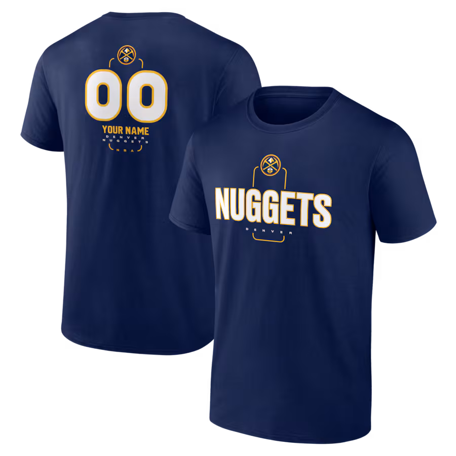 Men's Denver Nuggets Navy Personalized Name & Number Midfielder T-Shirt