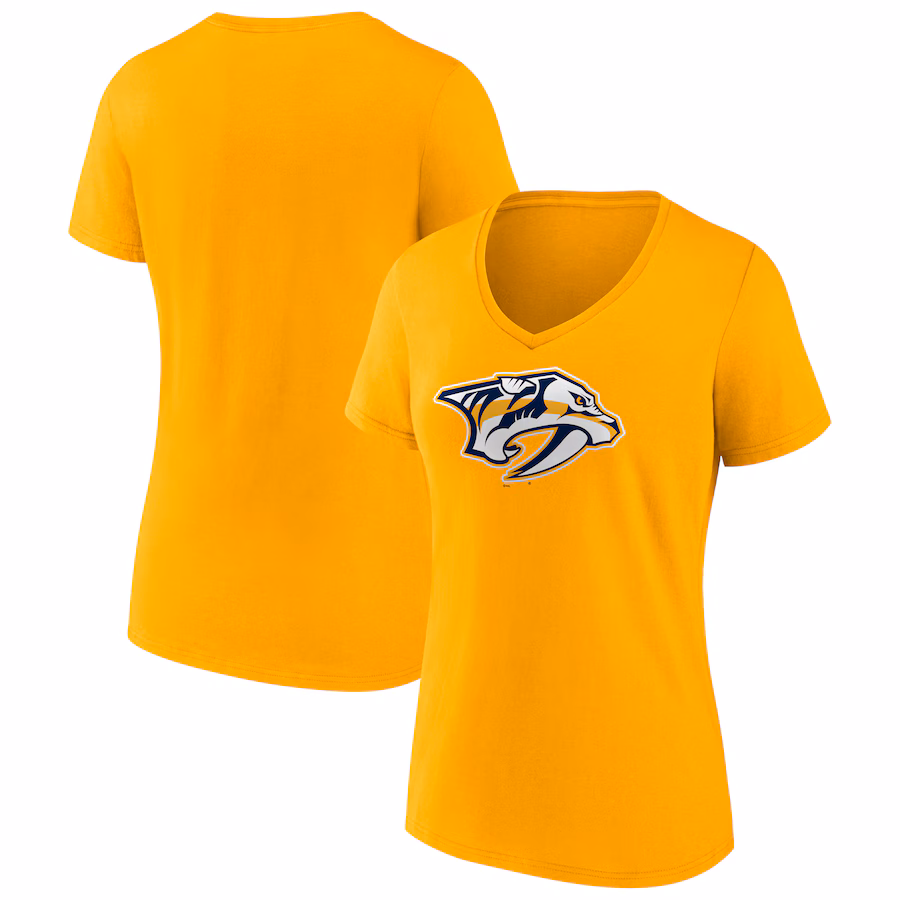 Women's Nashville Predators Fanatics Gold Primary Logo Team V-Neck T-Shirt