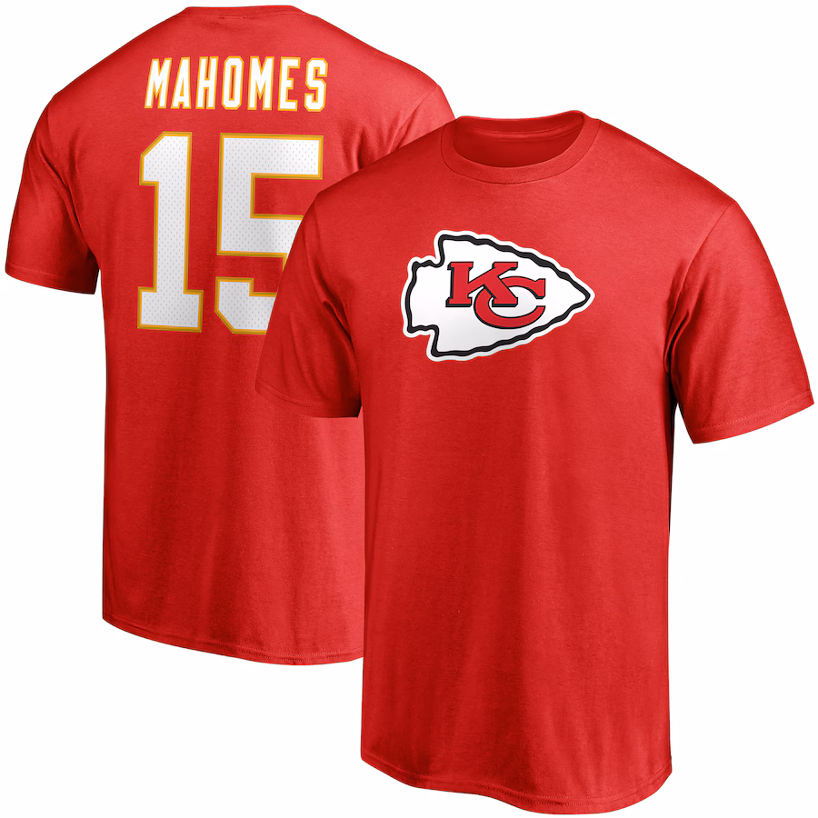 Men's Kansas City Chiefs Patrick Mahomes Fanatics Red Player Icon Name & Number T-Shirt