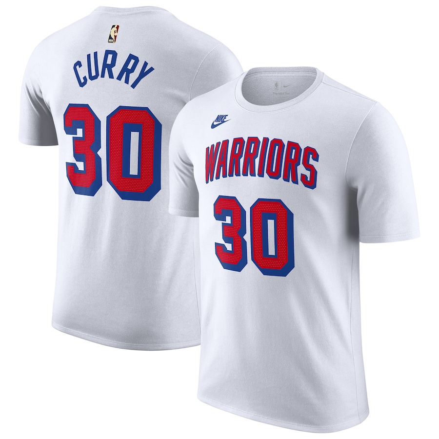 Men's Golden State Warriors Stephen Curry Nike White Classic Edition Name & Number T-Shirt