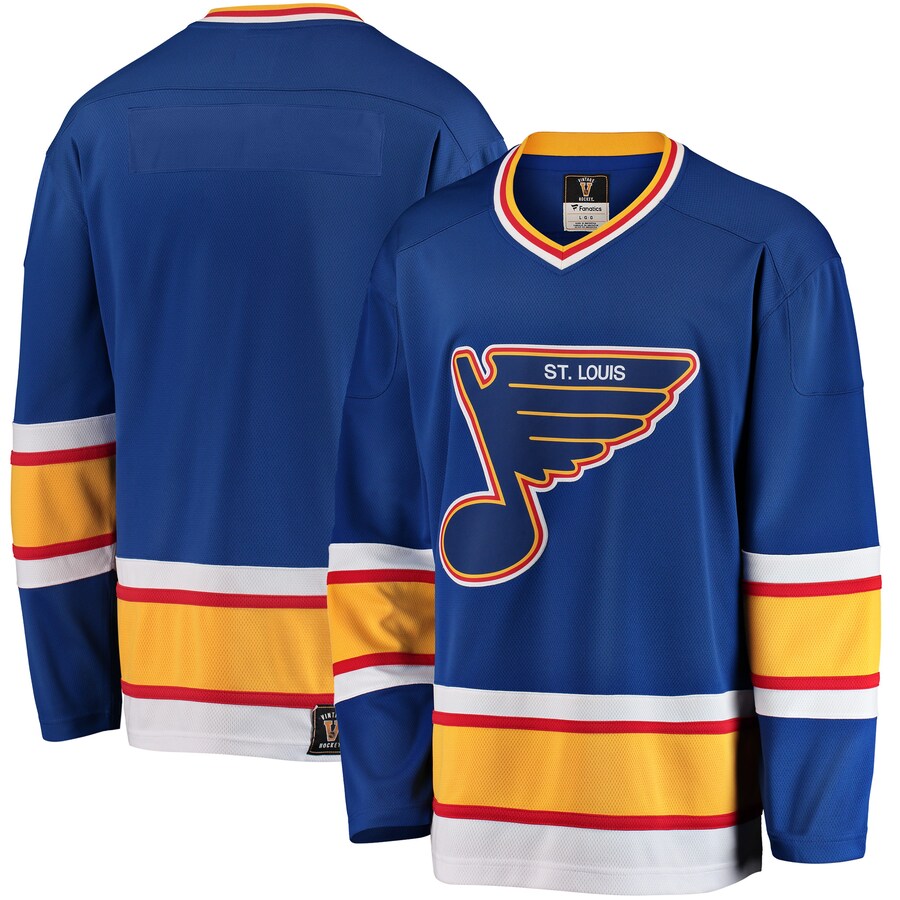 Men's St. Louis Blues Fanatics Branded Blue Premier Breakaway Heritage Blank Jersey