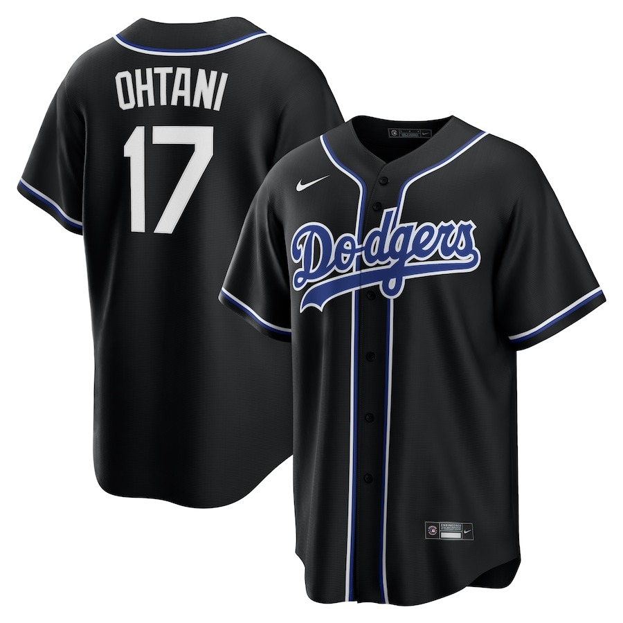 Men's Los Angeles Dodgers Shohei Ohtani Nike Black Lights Out Replica Player Jersey